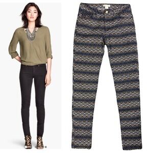 H&M Geometric Printed Textured Skinny Pants